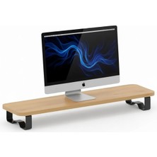 Prexua Upster Ahşap Monitör Standı - Ergonomik Monitör Yükseltici (Safir Meşe - Siyah Ayak, La