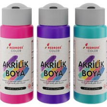 Mor, Fuşya, Turkuaz Akrilik Boya 3'lü Set 3X60 ml