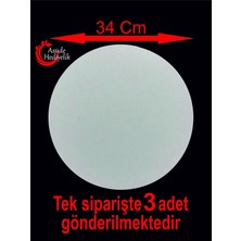 Asude Hediyelik 3 Adet 34X34 cm Desensiz Yuvarlak Beyaz Ahşap Mdf Pasta Altlığı Supla-Beyaz