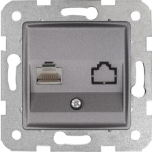 Linnera Life Granit Grisi Tekli Data Cat6 Mekanizma ve Kapak