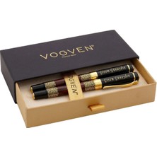  Vogven Marka Isme Özel Desenli Elegance Dolma ve Roller Kalem Seti