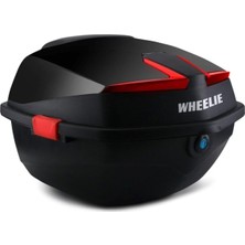 Wheelıe XT01-B 32 Litre Motosiklet Arka Çanta Siyah Parlak Su Geçirmez Abs Top Case Çift Kilitlem