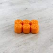 Baton Mum Mini 6'li Turuncu Silindir Dekoratif Mumu Kandil Hediyelik Fitilli Mumlar Şamdan Kokusuz