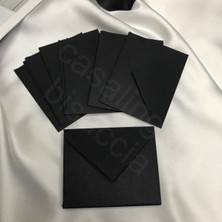 Siyah Küçük Mesaj Zarfı 7x9 cm Mini Tebrik Kartı ve Teşekkür Notu Zarfı (Düğün, Nişan, D