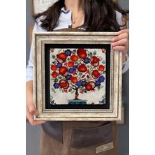 Oscar Stone Decor Çerçeveli Tablo Taş Duvar Dekoru 30 x 30 cm Nar Ağacı/bereket Temsili