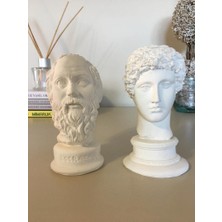 Payatasarım Dekoratif Hermes ve Socrates Büst Biblo Beyaz Beyaz PAYANM307
