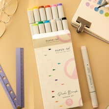 12'li Çift Uçlu Alkol Bazlı Marker Kalem Seti – Brush + Chisel