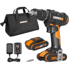 WX370.1 20V/2.0AH Li-On Çift Akülü Profesyonel Şarjlı Darbeli Matkap