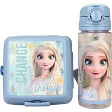 Dekomus Lisanslı Mavi Karlar Ülkesi Elsa Frozen Koleksiyonu Beslenme Kabı ve 500 ml Tritan Matara