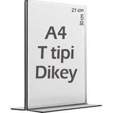 A4 T-Tipi Dikey Şeffaf Föylük Menü Broşür Etiket Fotoğraflık Albüm Stand Sehpa Fiyatlık