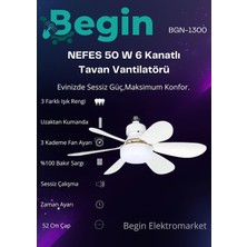 Begin 50W 6 Kanatlı LED Işıklı Tavan Vantilatör Uzaktan Kumandalı