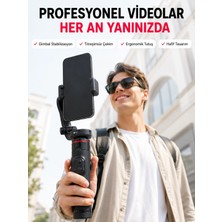 Aesco Akıllı Takipli Gimbal Selfie Stick Profesyonel Video Çekim Stabilizatörü Uzayabilir Tripod Bluetooth Kumandalı