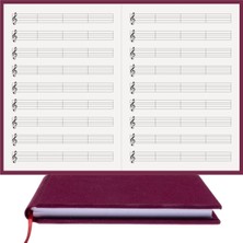 Bidefter Müzik Nota Defteri - (Sol Anahtarlı 4 Kesik Çizgi)% 100 El Yapımı, El Dikişi, Kumaş