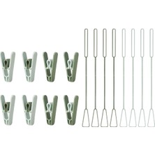 Ikea Slibb Yeşil Mandal Seti, Halka ile Asma Aparatı, 8'li Set, 10 Cm, Çamaşır Mandalı