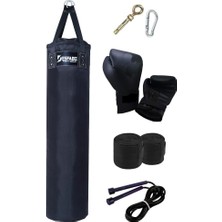 Desfabe Polydes 120X30 cm Kolonlu Boks Kum Torbası Siyah+Askı Aparatı+Boks Eldiveni+El Bandajı+�