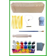 Dsh Doğal Seramik Hamuru Seramik Hamuru 4000 Gr, 7li Plastik Ebeşuar (Modelaj Seti), Kesme Teli-I