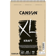 Canson Xl Kraft Eskiz ve Resim Defteri, Spiralli, 40 Sayfa, A5, Brun, 90G
