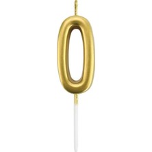 Bkmc 0 Yaş Gold Rakam Mum Altın Renk Doğum Günü Pasta Mumu Sarı Renkli Parlak BMCNM1121