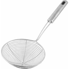 Promosyonca Metal Kevgir, 14-16 cm Çap, Uzun Saplı, Mutfak Süzgeci, Gümüş (16 Cm)