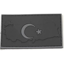 Kordak Haritalı Türk Bayrağı Peç Arma (Siyah)