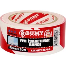Işaretleme Bandı Kırmızı - Beyaz 50 mm x 30 mt