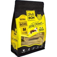 Doggie Delibon Deri Pres Kemik, M Boy, Naturel, 15CM x 12ADET