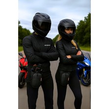 Motobros Karbon Desenli Deri Motosiklet Bacak Çantası, 3 Gözlü, Su Geçirmez