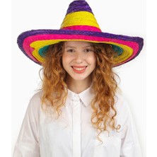 KSB Store Mey Ithalat® Sombrero Meksika Şapkası Renkli Örme Hasır Çocuk Boy