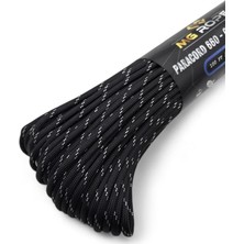 Mg Ropes Polyester Paracord Ip 4 mm Beyaz Desenli Siyah Renk 30 Metre