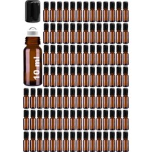 Afracam (10-100) ml Çelik Roll On Şişesi 10 cc Sızdırmaz Siyah Kapaklı Cam Şişe 100 Adet (Am