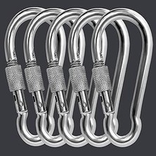 Metal Karabina, 8 Mm, Vidalı Kapanış Mekanizması, 5 Adet