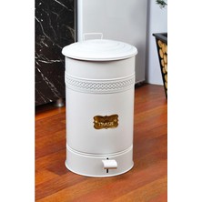 Derinsanal Metal Pedallı Mutfak Banyo 30LITRE Çöp Kovası Beyaz Tek Ebat