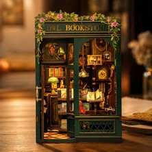 Owl Bookstore Mini Book Nook Dıy Kit – Kendin Yap Minyatür Oyuncak Ev - LED Işıklı Hobi Seti