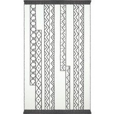 Beyaz Gri Kilim Halı Çift Taraflı Makinede Yıkanabilir Mutfak Balkon Banyo Kilim