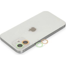 KSB Store Mey Ithalat®  iPhone 11 Renkli Kamera Lens Koruma Cam - Turuncu-Yeşil