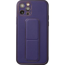 Royaleks Apple Iphone 12 Pro Kılıf Coco Deri Standlı Kapak - Mor