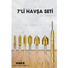 Aesco 7'li Profesyonel Havşa Matkap Ucu Seti - Hss Titanyum Kaplı ve Otomatik Nokta Zımba 722454