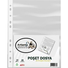 Poşet Dosya 25 Li A-4 Şeffaf Föy Dosya 1 Paket Artlantis Ofis Okul Kenarı Delikli Poşet Dosya 1