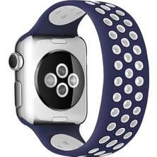 KSB Store Mey Ithalat®   Watch 38MM Ayarlı Delikli Silikon Kordon - Lacivert-Beyaz