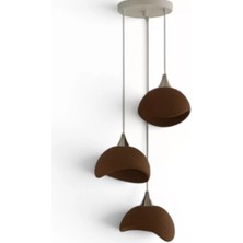 KSB Store Beton Görünümlü Iskandi̇nav Tarzı Salon Oturma Odası 3'lü Avize 32 x 70 cm Kahverengi