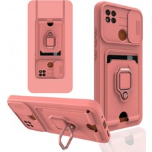 Royaleks Xiaomi Redmi 9c Kılıf Zuma Kartvizitli Yüzüklü Silikon - Pembe
