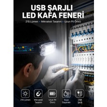 Aesco Kafa Lambası LED Fener Pratik Taşınabilir Ayarlanabilir USB Şarjlı