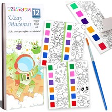 Animokids Renk Paletli Sulu Boya Kitabı + Fırça, 12 Sayfa Boyama Kitabı, Aktivite Boyama Seti, �