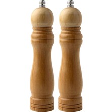 Bambu Gövdeli Komple Ahşap Tuz Karabiber Değirmeni Baharat Öğütücüsü Orta Boy 21 cm 2 Adet