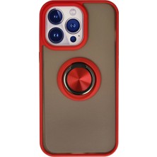 KSB Store Mey Ithalat®  iPhone 13 Pro Kılıf Montreal Yüzüklü Silikon Kapak - Kırmızı