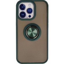 Royaleks Apple Iphone 15 Pro Kılıf Montreal Yüzüklü Silikon Kapak - Yeşil