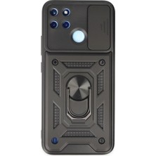 Royaleks Realme C25Y Kılıf Pars Lens Yüzüklü Silikon - Siyah