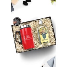 Trendmiya Babalar Gününe Özel Kulplu 280 ml Çelik Termos &amp; Tıraş Kolonyası Hediye Seti