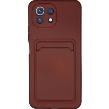 Royaleks Xiaomi Mi 11 Lite Kılıf Kelvin Kartvizitli Silikon - Bordo