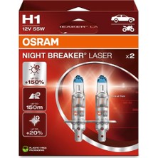 Osram Ampul H1 Nl 55W 12V P14.5S5X2BOXTRQR2B Night Breaker Laser - Osr 64150NL-2HB